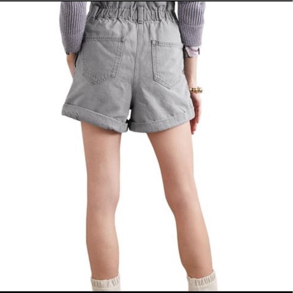 IRO Clichy High-waisted Gathered Denim Shorts in Light Grey size 38 - Picture 4 of 13